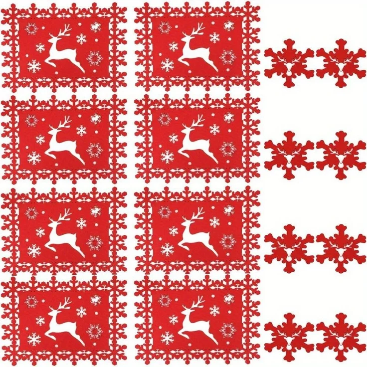 ABC Filz-Platzset- und Untersetzer-Set, Weihnachtsrentiere, 16-teilig – Bild 1