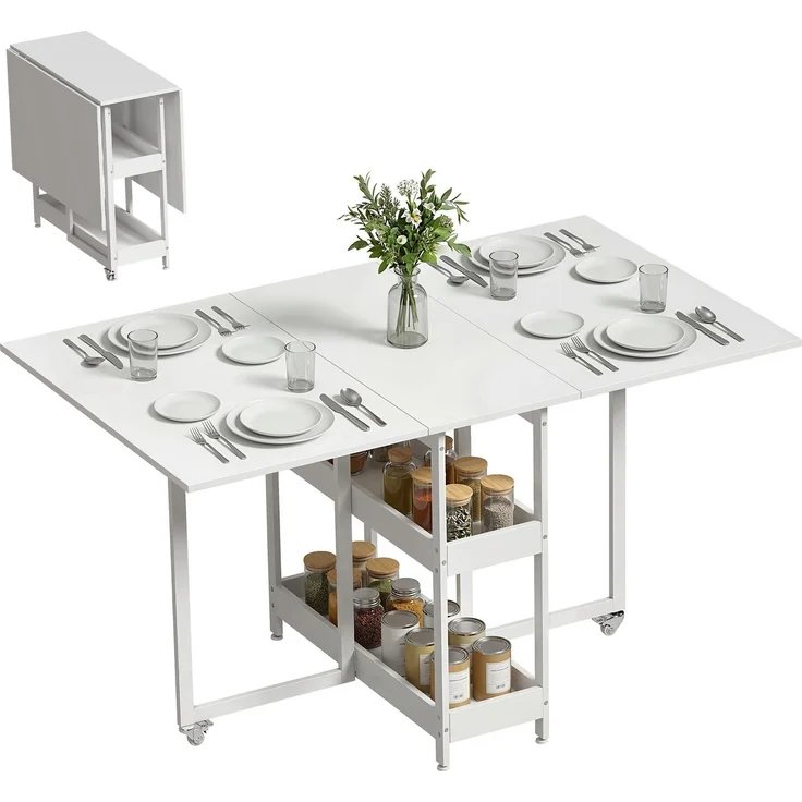 HOMCOM Esstisch, Spanplatte, Metall, Weiß, 133,4L x 80B x 75H cm – Bild 1
