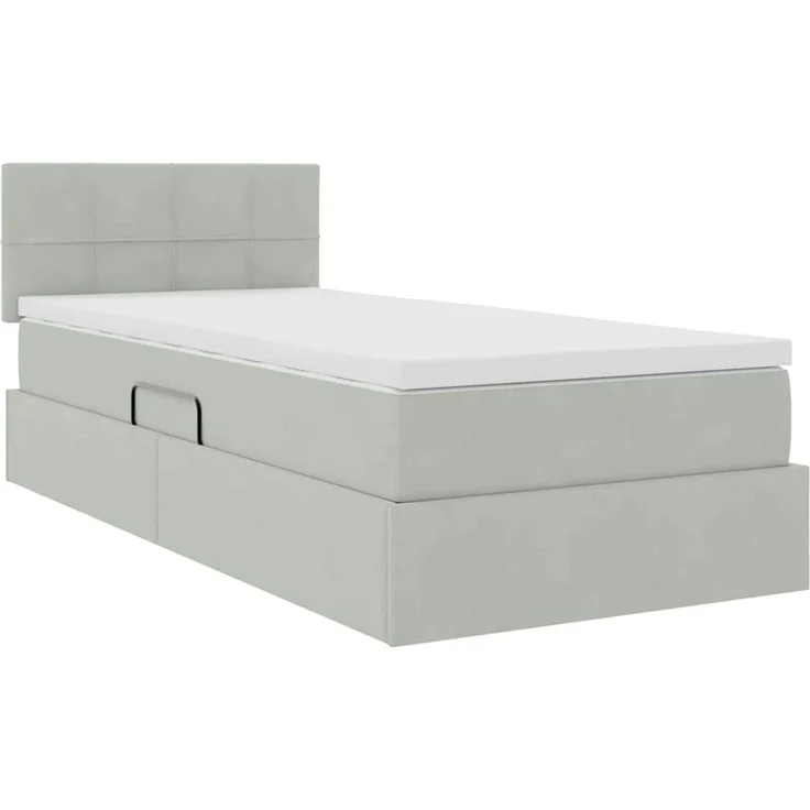 vidaXL Aufbewahrungsbett mit Kopfteil Hellgrau 100 x 200 cm Samt 3370737 – Bild 5