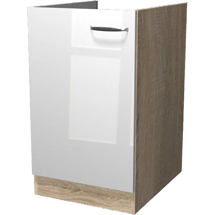 Flex-Well Spülenunterschrank Spülenunterschrank ohne Arbeitsplatte - 50 cm breit - Hochglanz Weiß S