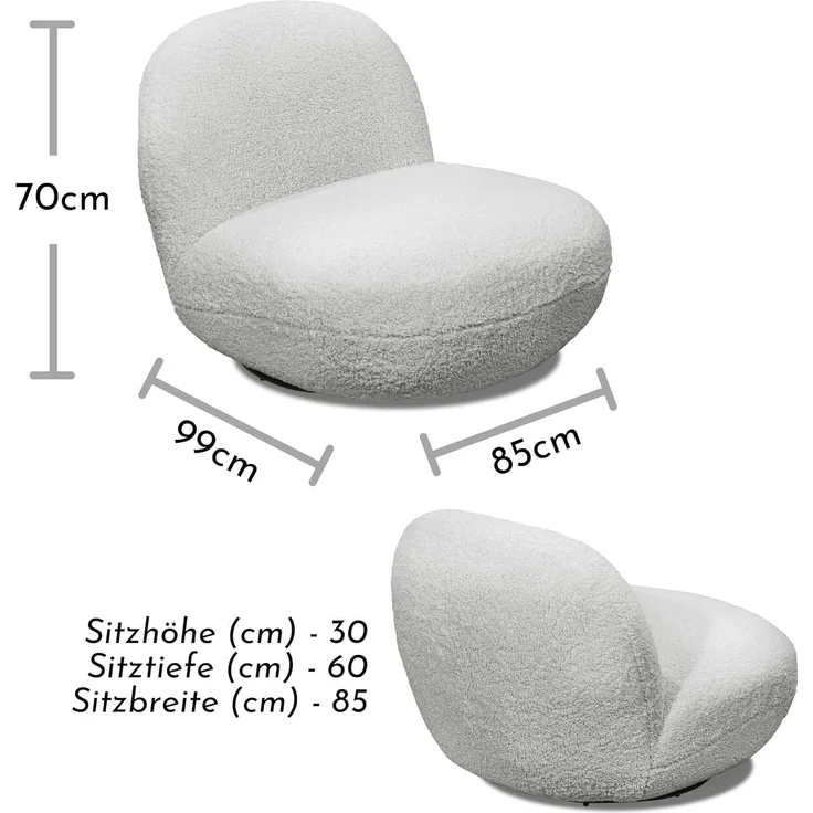 Drehsessel Chris ED Exciting Design Farbe Silber – Moderner Mikrofaser-Sessel mit Nosagfederung – Bild 2
