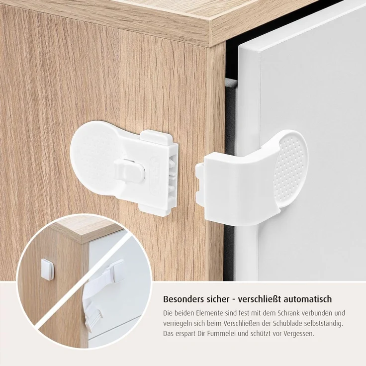 reer Vorteilspack Schrank- und Schubladensicherung, 3er Set, Klemmschutz, Kinder Sicherung, Weiß, 71080 – Bild 7