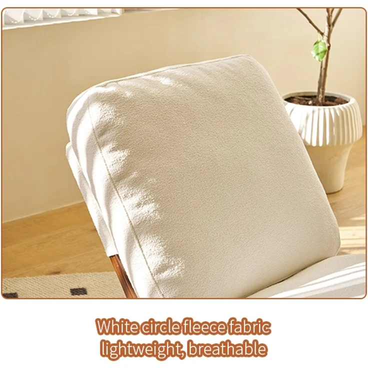 LVHOM Schaukelstuhl mit Massivholz-Gestell, ergonomischer Relaxsessel für Wohnzimmer, Schlafzimmer & Arbeitszimmer, Skandinavisches Design, Chenille, Weiß – Bild 10