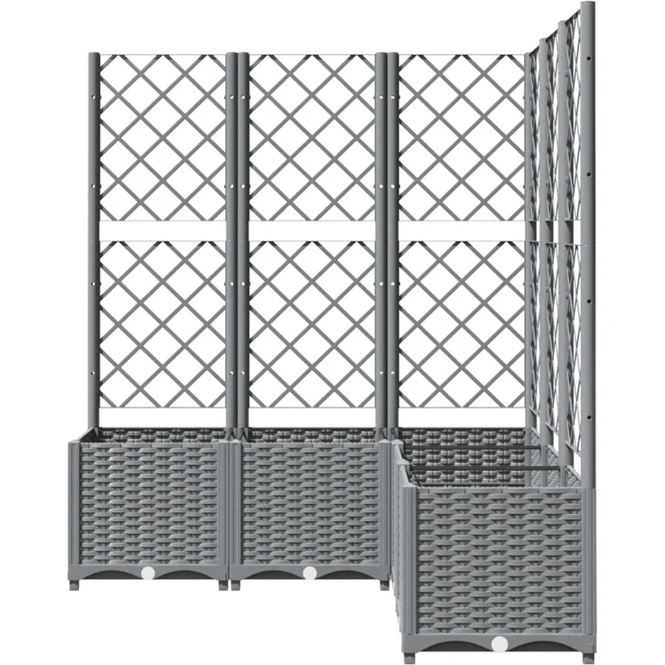 vidaXL Pflanzkübel mit Rankgitter Hellgrau 120x120x136 cm PP 153278 – Bild 4