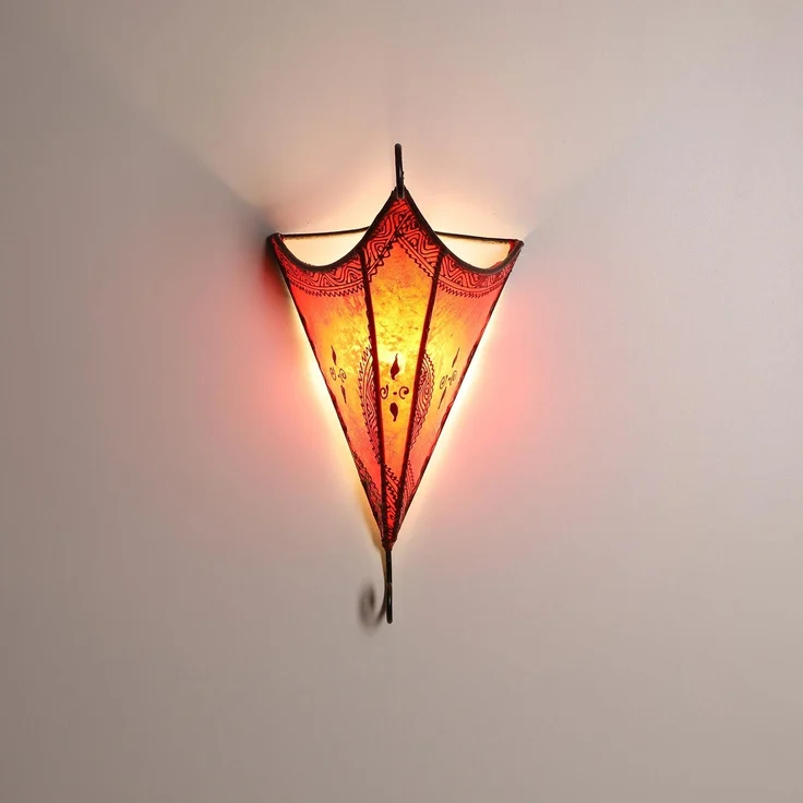 Marokkanische Leder Wandlampe Mouna Rot – Bild 3