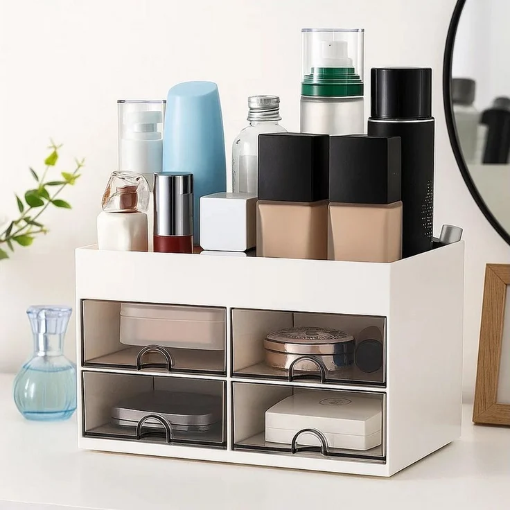 Youyijia Make-Up Organizer Make Up Organizer mit Schubladen Weiß Kosmetikorganiser – Bild 1