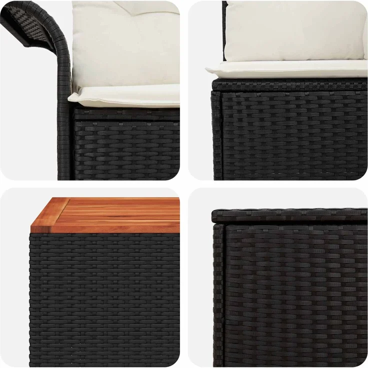 vidaXL Sofa Set 6 stk. 4-Sitzanzahl Schwarz und Cremeweiß 3447071 – Bild 8