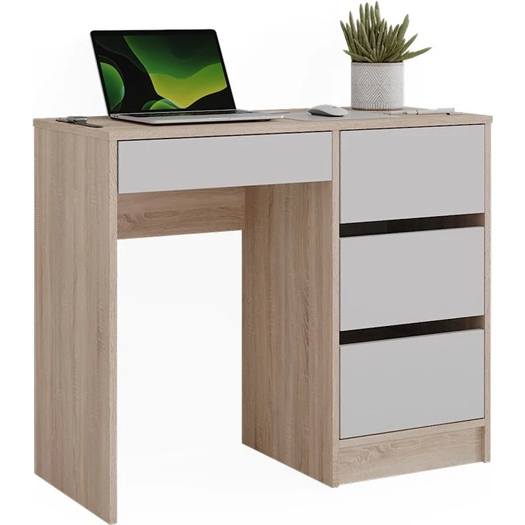 Schreibtisch Sherry Weiß/Sonoma 90 x 40 cm mit Schubladen Vicco – Bild 5