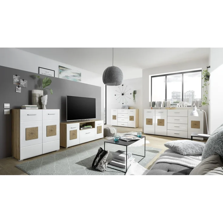 Kommode >Georgia< in Eiche Artisan Nachbildung - 80x92x38cm (BxHxT) – Bild 9