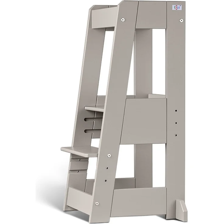 tiSsi 'Felix' Lernturm, Tritt 3-fach höhenverstellbar, Buche storm grey, Massivholz – Bild 2