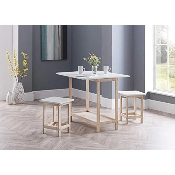 Das Julian Bowen Bar-Set Bergen in Weiß und Natur sind elegante und praktische Barmöbel für moderne Wohnungen – Bild 4