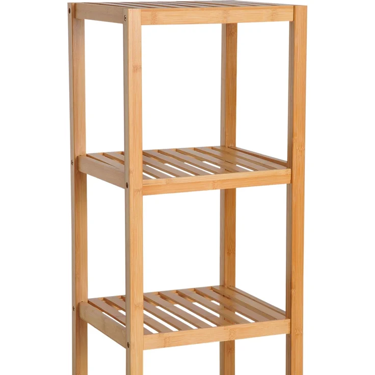 Badezimmerschrank aus Bambus mit 3 offenen Fächern, 36x33x140 cm, Naturholz – Bild 8