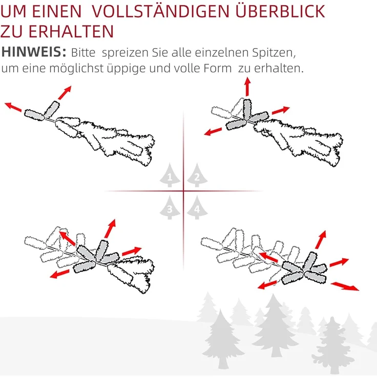 HOMCOM Künstlicher Weihnachtsbaum Christbaum, Kunsttanne, 66x120 cm, grün – Bild 6
