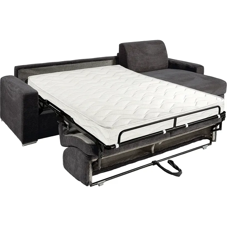 Vente-unique - CALITO Sofa SamtStoff Grau - B 223 cm152 cm x H 85 cm x L 298 cm – Bild 4