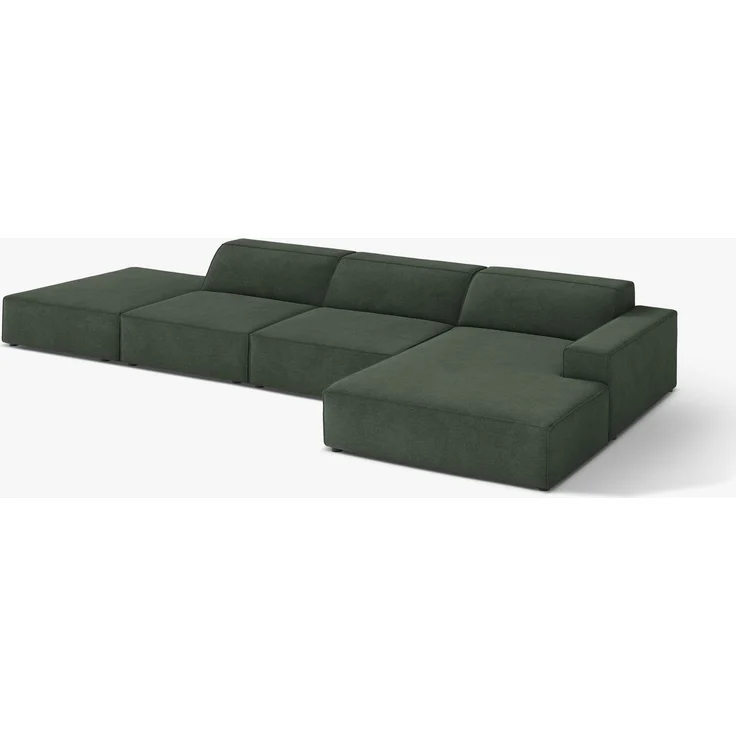 Micadoni Ecksofa Jodie 5-Sitzer Strukturierter Stoff Liberty Moosgrün Rechts – Bild 3