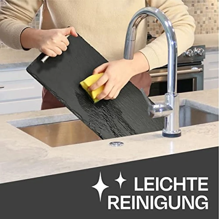 Praknu Servierplatte Schiefer Servierplatte mit Griffen - 40x20 cm, Schiefer, (Set, 1-tlg), Zum Servieren - Echter Naturschiefer - Rutschfest – Bild 5