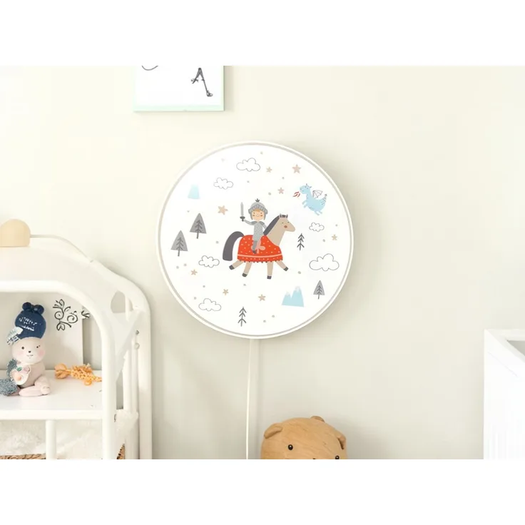 Kinderzimmer Wandlampe Ritter Ø 25cm mit Schalter, Kabel, Stecker & E14 LED
