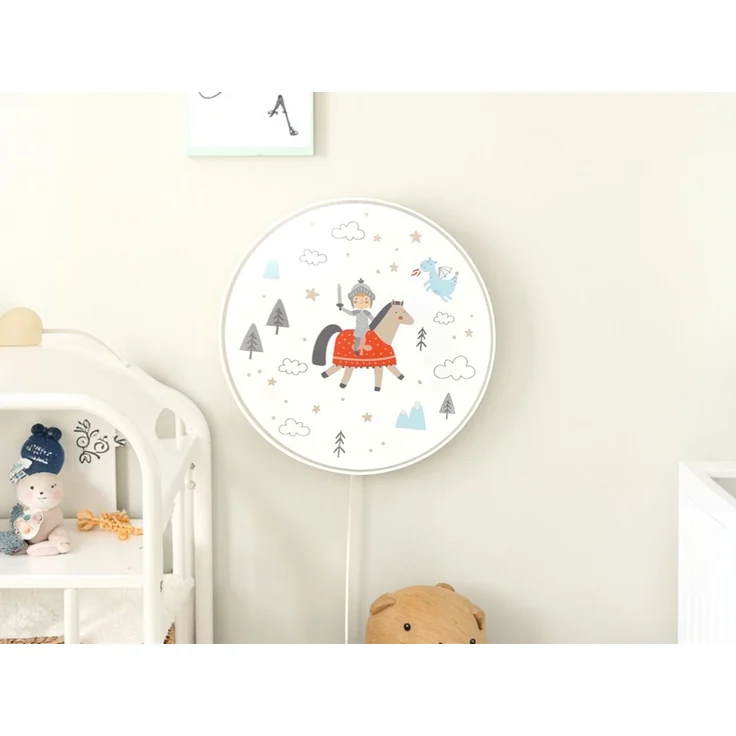 Kinderzimmer Wandlampe Ritter Ø 25cm mit Schalter, Kabel, Stecker & E14 LED – Bild 1