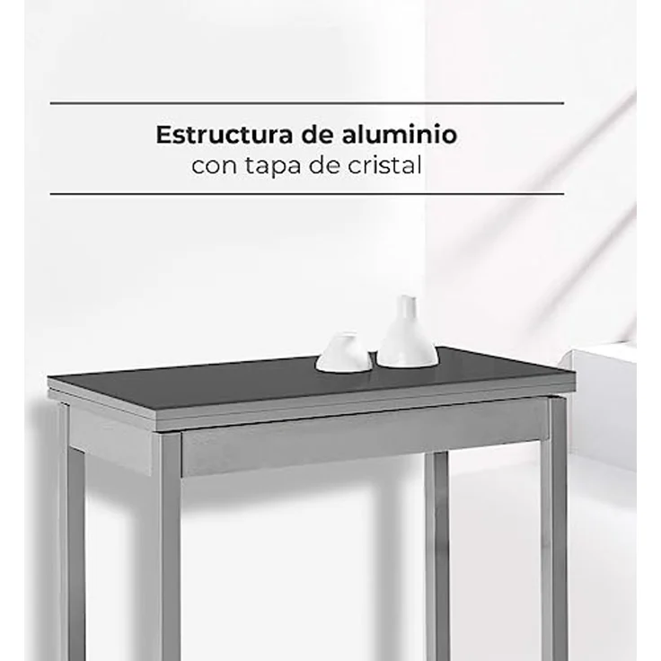 ASTIMESA Buchart Küchentisch, Metall, Graphit, 80x40 cm bis 80x80 cm – Bild 4
