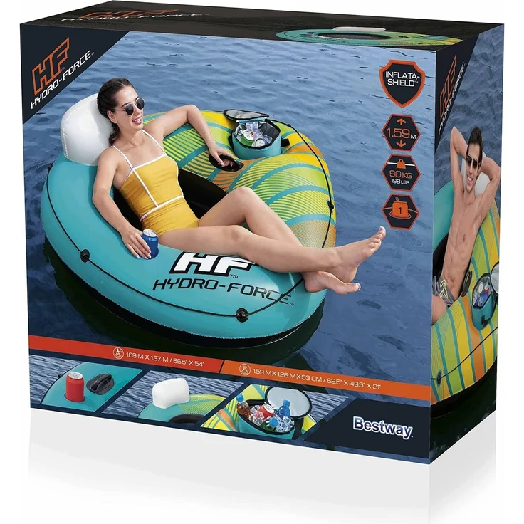 Hydro-Force™ Alpine Schwimmring mit Rückenlehne & Kühltasche 169 x 137 cm – Bild 3