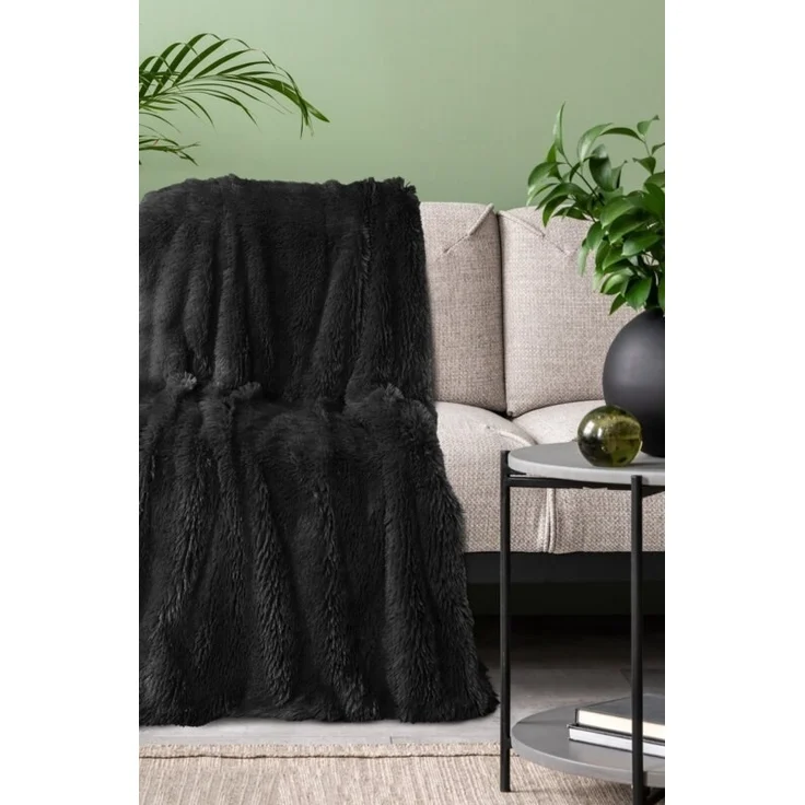 Flauschige Decke Wohndecke Kunstfell Überwurf Sofadecke Kniedecke Tifany 1 220x200 cm blau – Bild 9