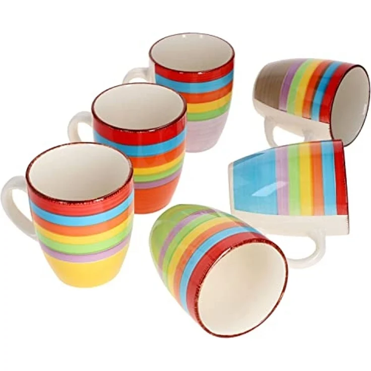MamboCat Becher 6er Set Kaffeebecher Ibiza Rainbow Summer - 24326544, Steingut – Bild 1