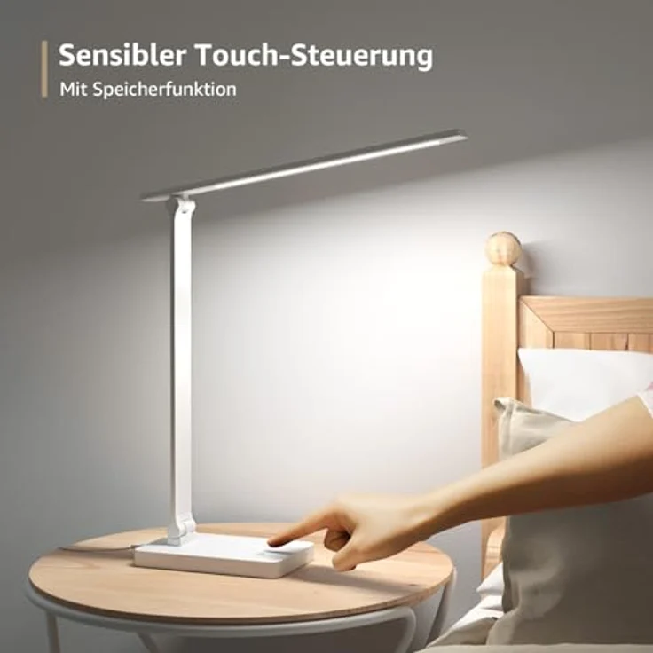Lepro Schreibtischlampe, LED Tischlampe Dimmbar, Nachttischlampe 800LM 3 Farben und 5 Helligkeitsstufen, Tageslichtlampe Augenschutz, Tischleuchte, Schreibtisch Lampe für Kinder, Büro, Weiß – Bild 5