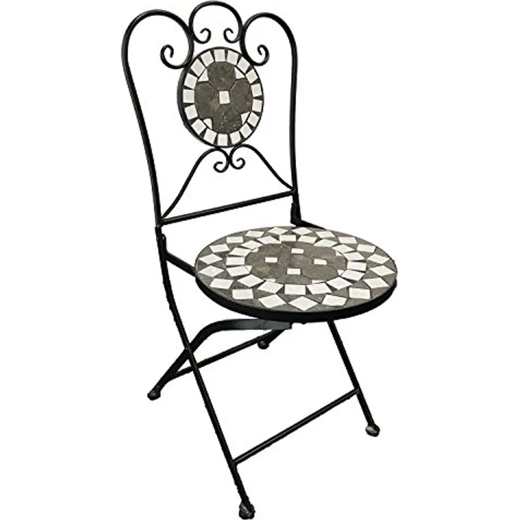 Mosaik Klappstuhl Gartenstuhl Bistrostuhl Kreis Design Anthrazit/Grau