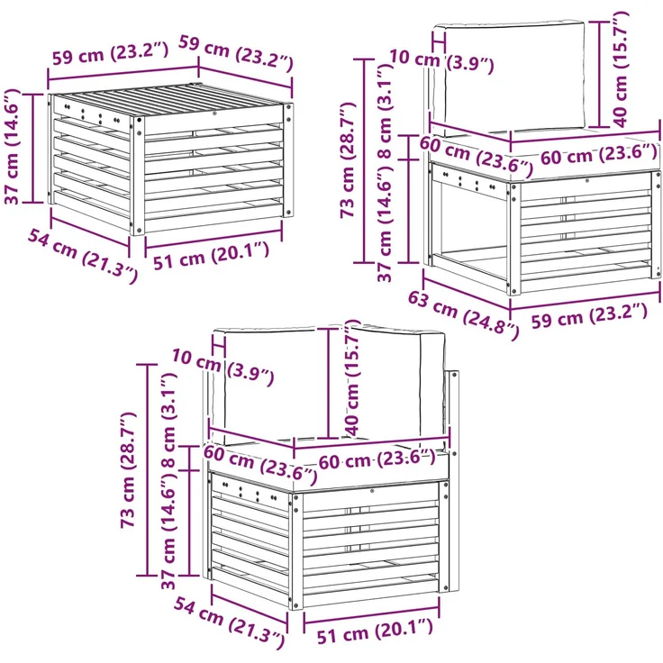 vidaXL Sofagarnituren Massivholz Akazie 3384853 – Bild 9