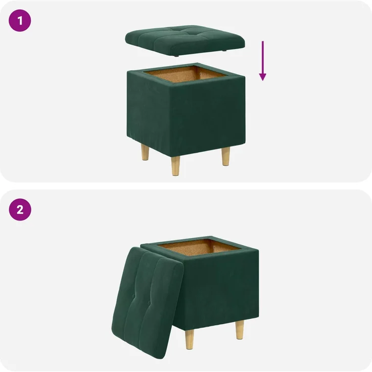 vidaXL Ottoman mit Stauraum Dunkelgrün 40 x 40 x 45 cm Samt 876812 – Bild 9