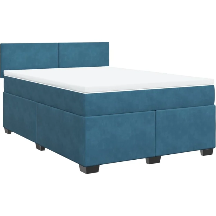 vidaXL Boxspringbett mit Matratze Blau 160x200 cm Samt 3288652 – Bild 3