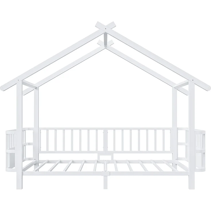 ZUBALIYA Kinderbett 90 × 200 cm, Metall, Schutzgitter, Weiß – Bild 9