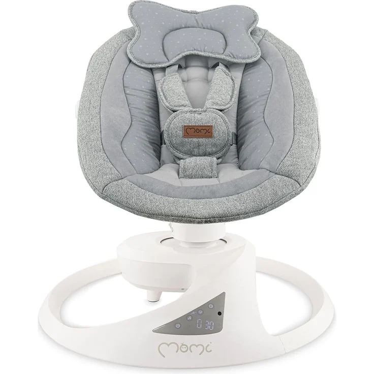 MoMi Babywippe PEARL für Babys bis 9 kg, 360° drehbarer Sitz, LED-Panel, Bluetooth, Fernbedienung, Batterie- oder Netzbetrieb, Netzteil mit USB-Kabel, 5-Punkt-Sicherheitsgurt, Bügel und Spielzeug – Bild 9
