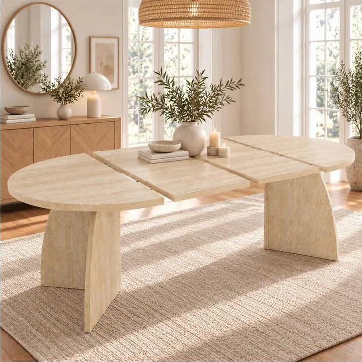i@home Esstisch Kulissentisch ausziehbar B 100/140/180 abgerundete Kanten (mit 4-8 Personen, Teleskop-Design, 1-St), Ausziehbare ovaler Esstisch für Familie & Gäste, Esszimmer & Küche
