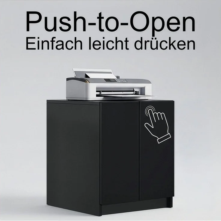InnoFurn Aktenschrank Elona Druckerkommode (Druckertisch, Extra Tief für Drucker) Druckerschrank Soft-Close & Push-to-Open, Made in Germany – Bild 3