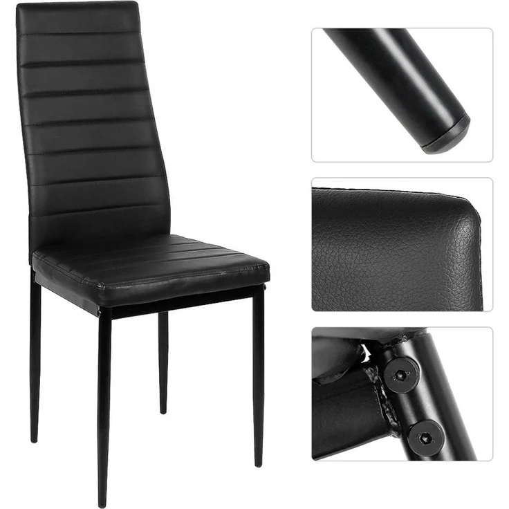 JEOBEST Esszimmerstuhl (2er-Set), Eleganter Stuhl mit hoher Rückenlehne, Kunstleder-Bezug, Polsterstuhl mit Metallbeinen – Bild 4
