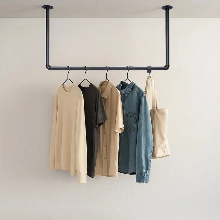 Youyijia Kleiderstange Kleiderstange für die Wand Industrielle Garderobenstange Stahl – Bild 3
