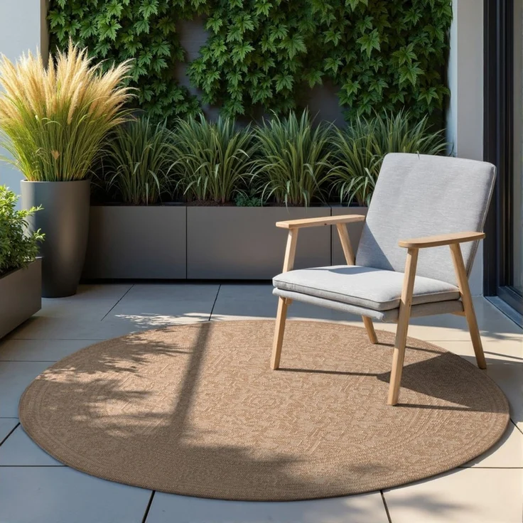 HANSE Home Outdoorteppich Kona Wendeteppich, rund, Höhe: 5 mm, In und Outdoor, Flachgewebe, wetterfest, pflegeleicht, robust – Bild 5