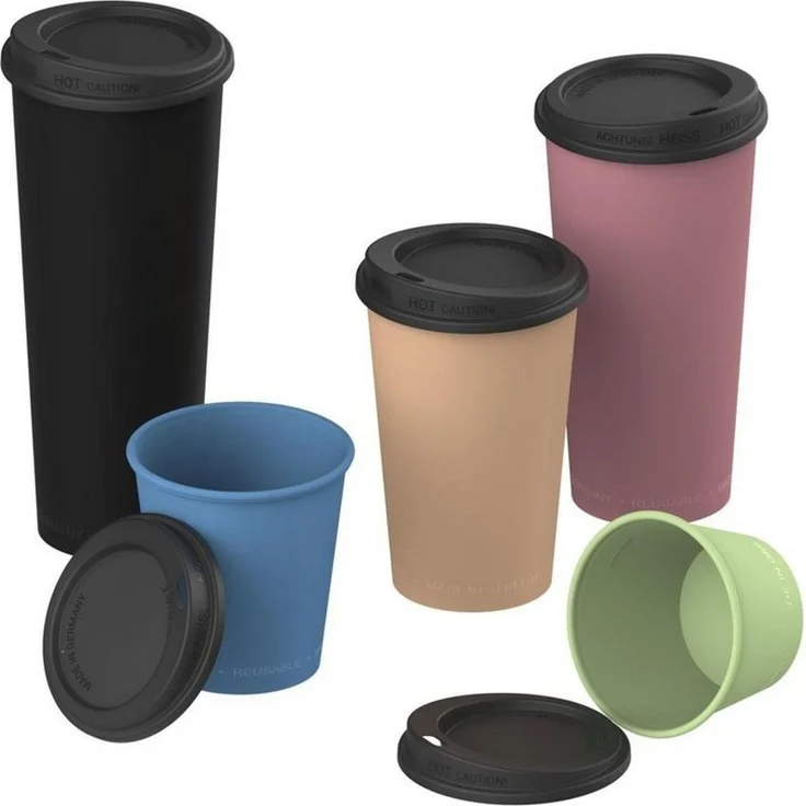 elasto Coffee-to-go-Becher 0,3 L Kaffeebecher mit Deckel robuster Mehrwegbecher, Made in Germany, BPA-frei, Teebecher, Coffee Mug, recycled Becher – Bild 3