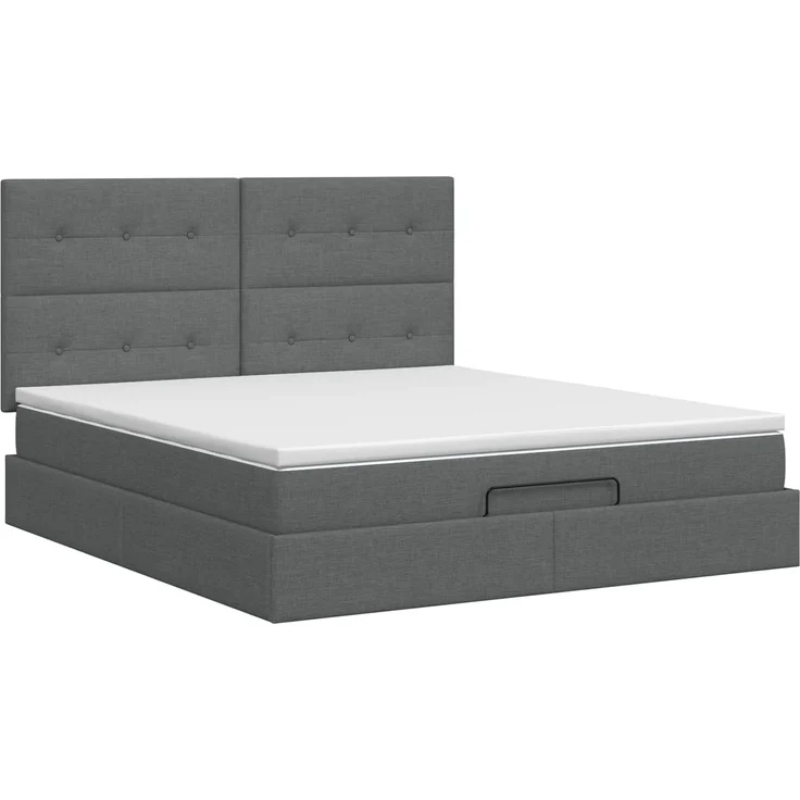 vidaXL Ottoman Bett mit Matratze Dunkelgrau 140 x 200 cm Stoff 3457495 – Bild 8