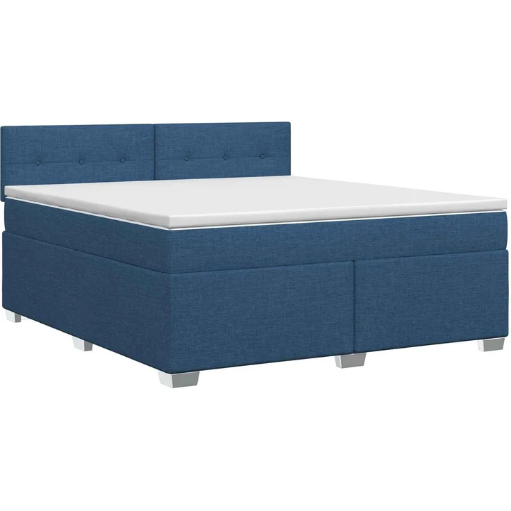 vidaXL Boxspringbett mit Matratze mit Kopfteil Blau 160 x 200 cm Stoff 3450522 – Bild 2