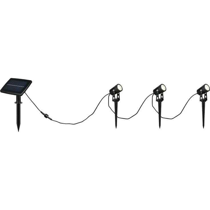 Solar Gartenstrahler OBIDOS auch per USB aufladbar mit 3 Spots, L: 6,2 Meter – Bild 1