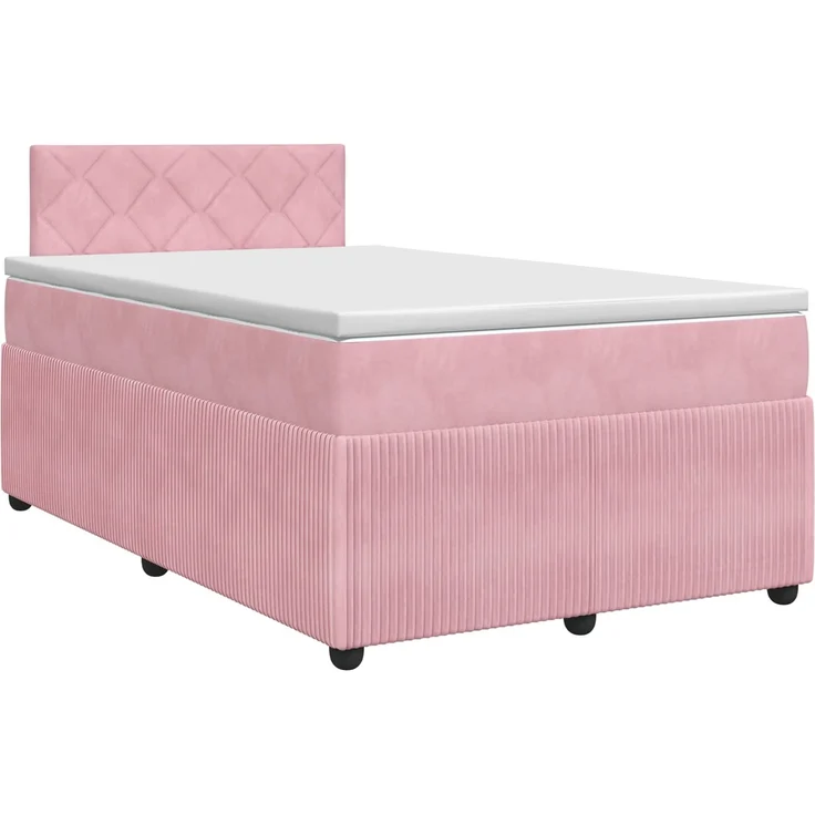 vidaXL Boxspringbett mit Matratze mit Kopfteil Rosa 120 x 200 cm Samt 3451666 – Bild 2