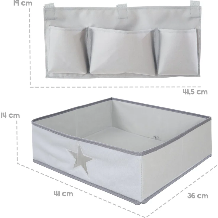 roba Organiser Set für Hochstühle mit Stern Motiv - Passend für alle Sit Up & Born Up Babyhochstühle - Box & Tasche zum Einhängen - Befestigung mit Klettverschluss - Grau – Bild 9