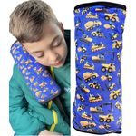HECKBO Schlafkissen Auto Schlafkissen Baufahrzeuge Motiv für Kinder Mädchen Jungen - maschinenwaschbar – kuschelweich - Auto Gurtkissen, Gurtschoner, Gurtschutz Sitzerhöhung, Auto Kissen, Reisekissen, Urlaub
