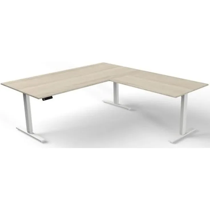 Kerkmann Move 3 Schreibtisch- Stehtisch 2000 x1000 mm mit Anbautisch 1200 x 800 mm elektrisch höhenverstellbar 720 - 1200 cm Mit Memory-Funkton - 4 Höhen speicherbar Ahorn