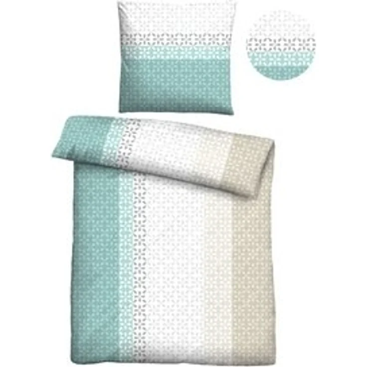 Traumhaft schlafen - Castell - Markenbettwäsche Mikrofaser Bettwäsche 0561118 LÄNGSSTREIFEN, aqua, 1x 135x200 cm + 1x 80x80 cm – Bild 6
