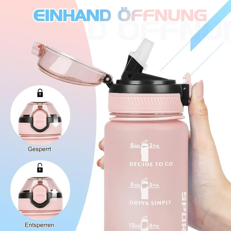 AOHAN Trinkflasche 1L BPA-frei Sport Wasserflasche mit Stroh und – Bild 4