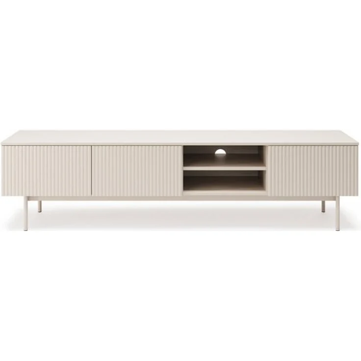 Beautysofa TV-Schrank Soft, Push-to-Open-System & Rillenfronten (mit 3 Türen & Offene Fächer, In der trendigen Farbe Kaschmir) – Bild 4