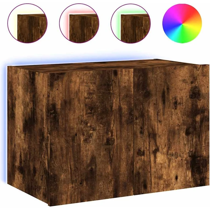 TV-Wandschrank, Fernsehschrank mit LED-Leuchten Räuchereiche 60 x 35 x 41 cm – Bild 2